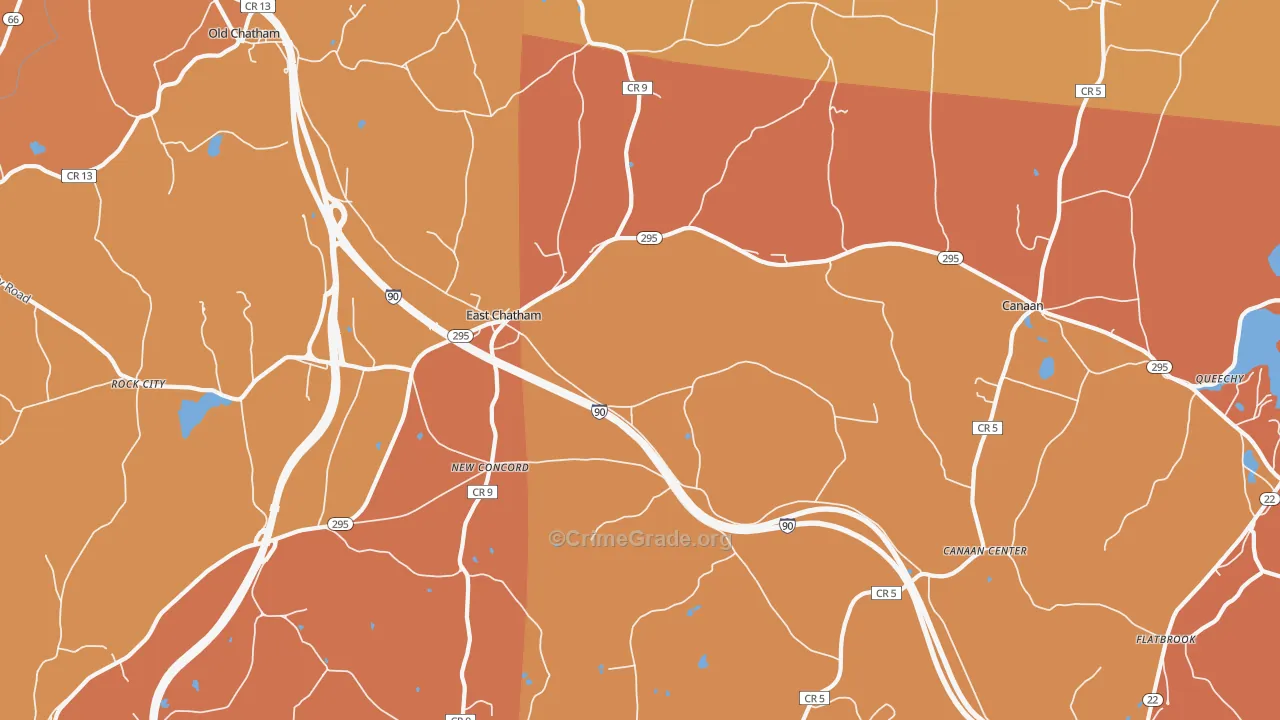 East Chatham, NY Map of Burglary Rates