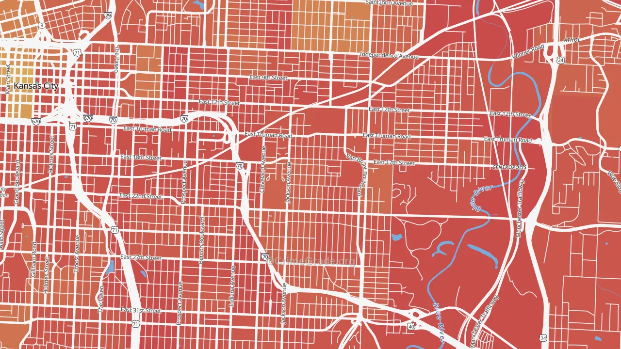 East Community Team North, Kansas City, MO Map of Burglary Rates