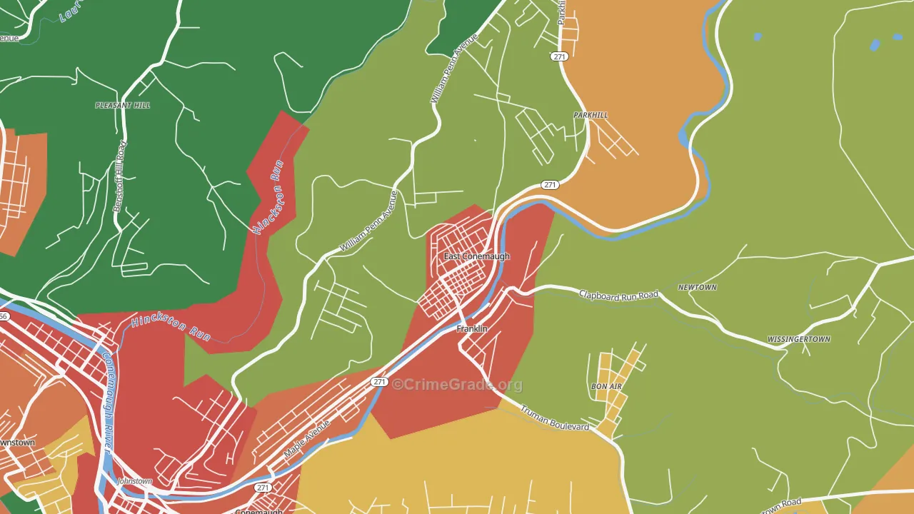 East Conemaugh, PA Map of Burglary Rates