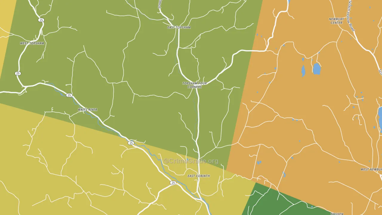 East Corinth, VT Map of Burglary Rates