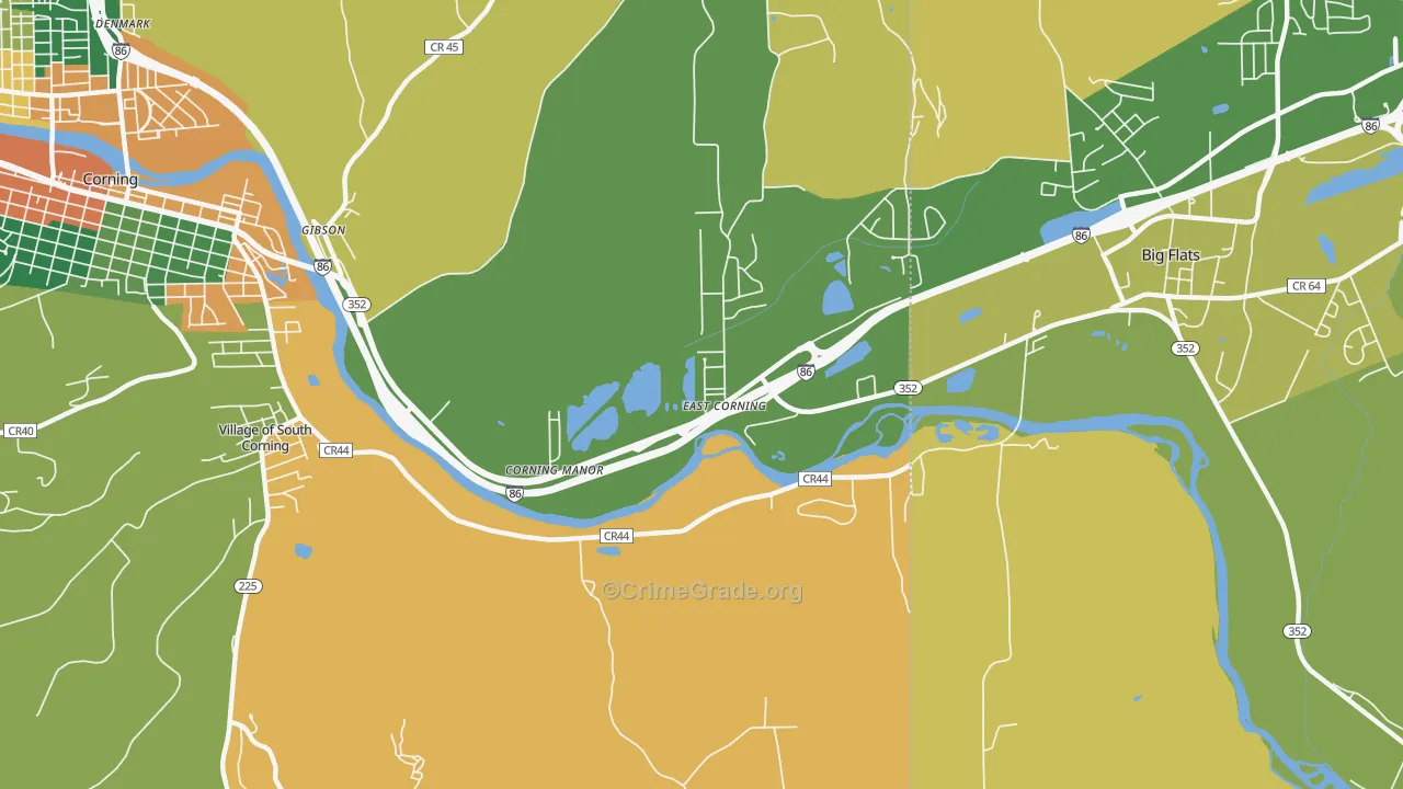 East Corning, NY Map of Burglary Rates