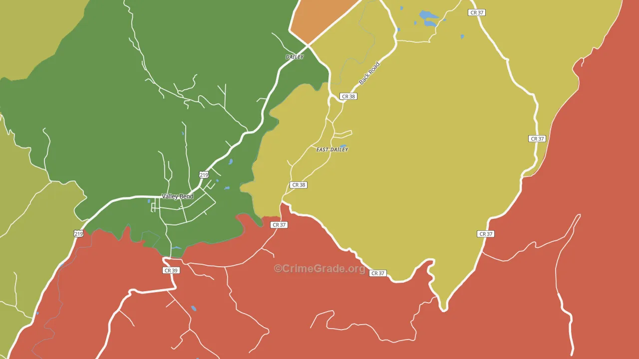 East Dailey, WV Map of Burglary Rates