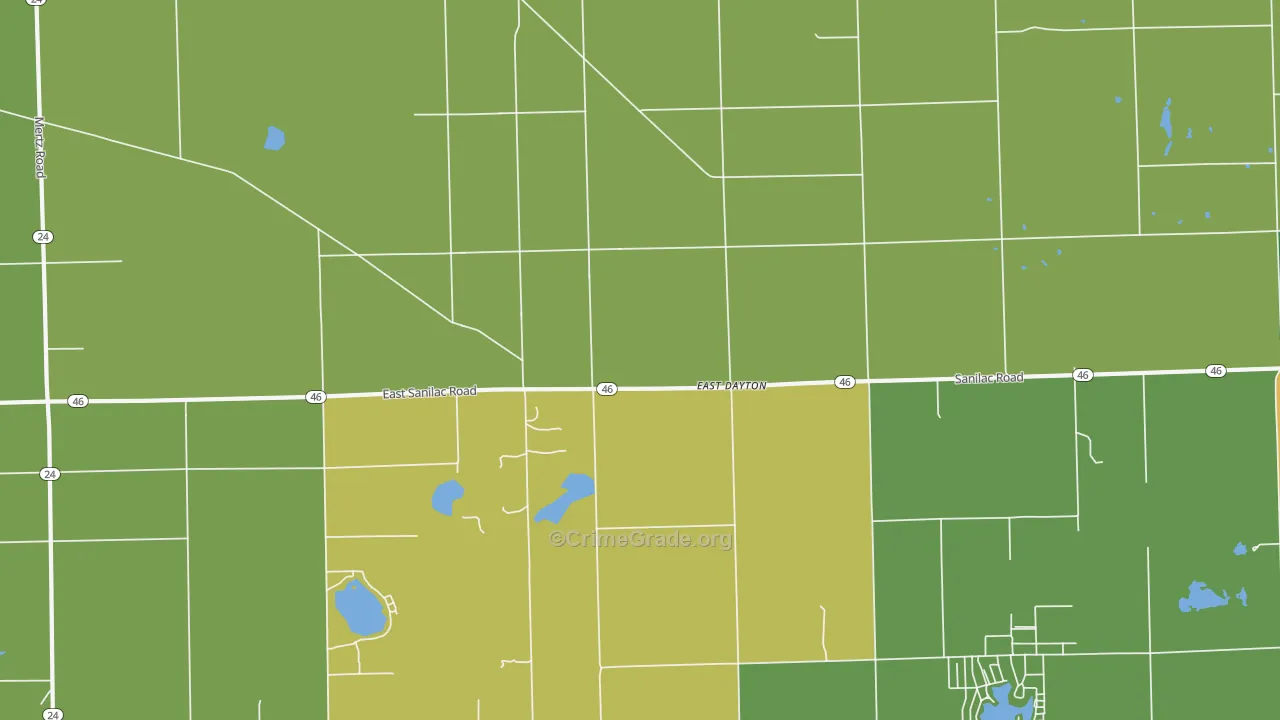 East Dayton, MI Map of Burglary Rates
