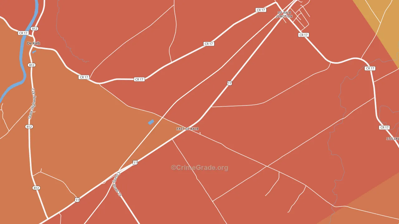 East De Kalb, NY Map of Burglary Rates