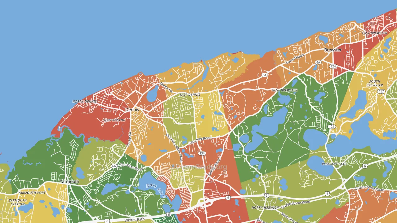 East Dennis, MA Map of Burglary Rates