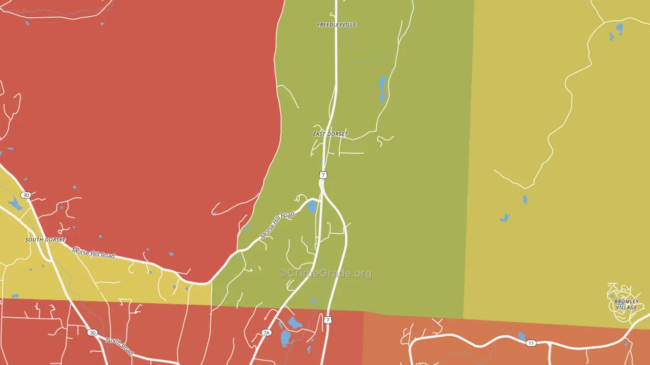 East Dorset, VT Map of Burglary Rates