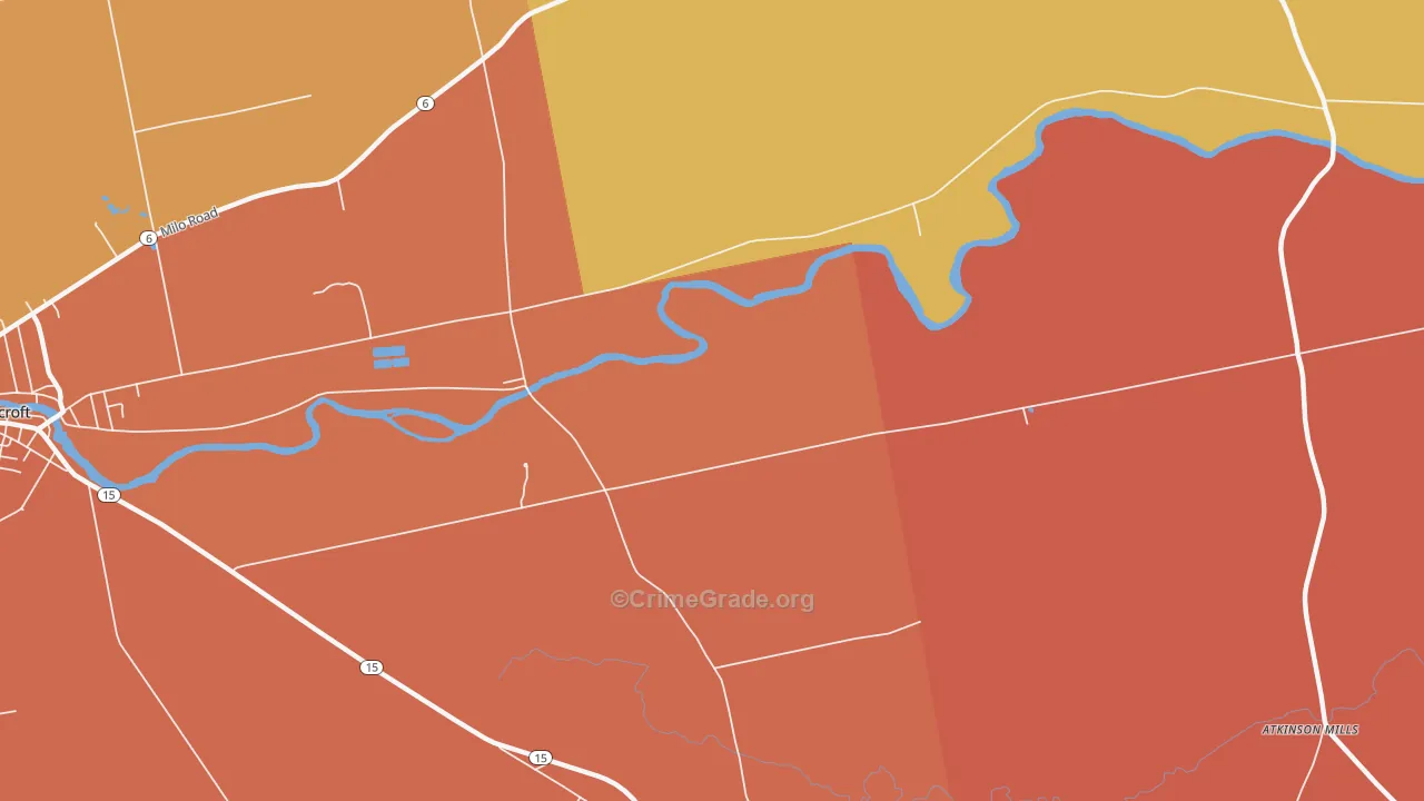 East Dover, ME Map of Burglary Rates