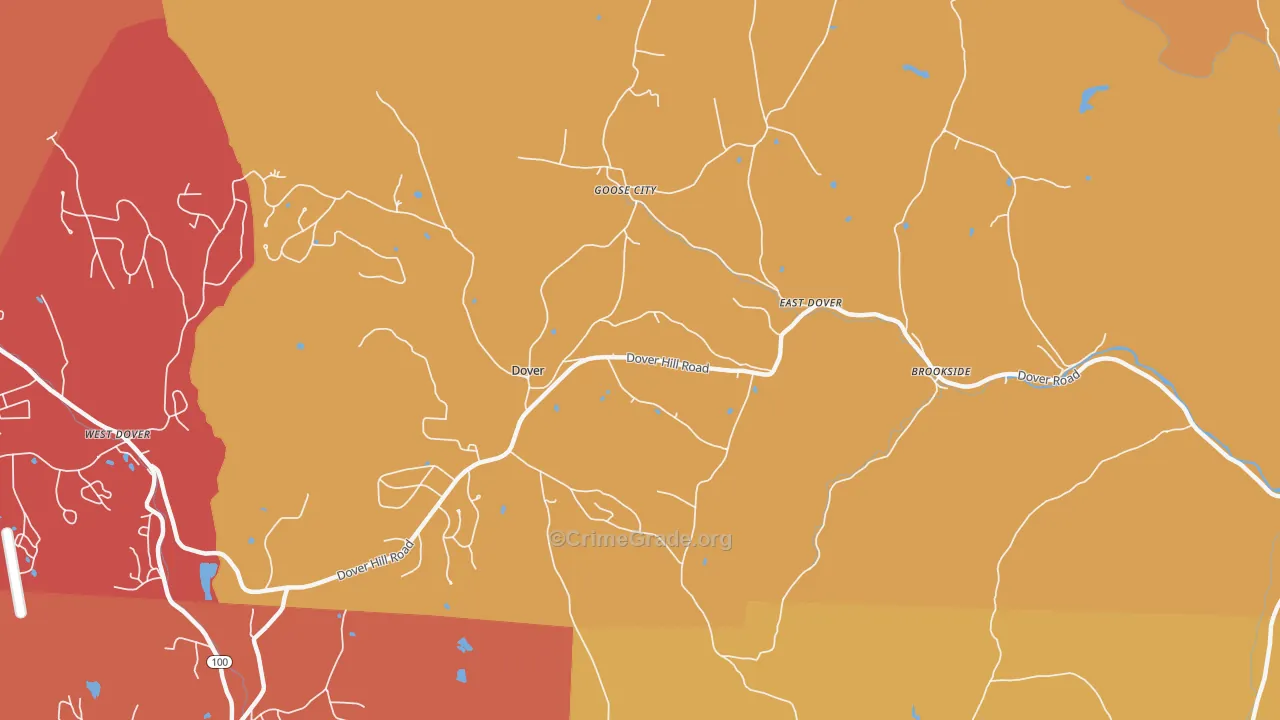 East Dover, VT Map of Burglary Rates