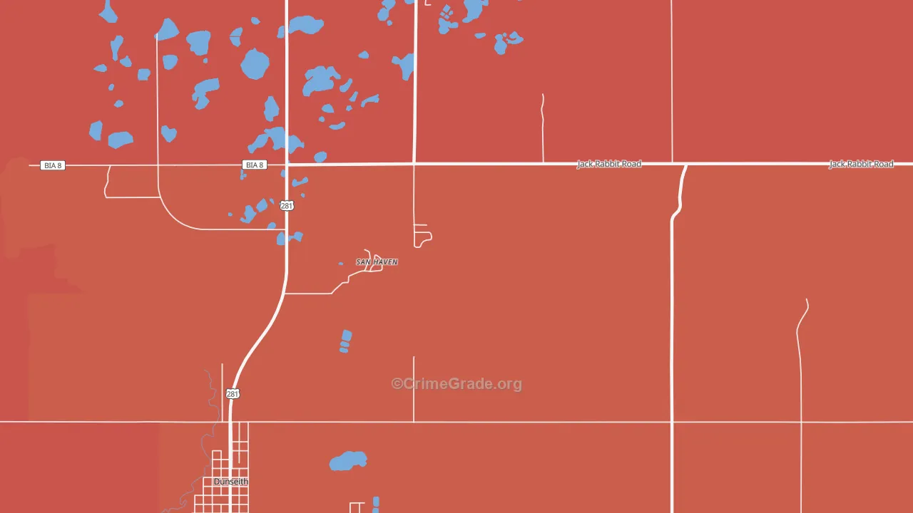 East Dunseith, ND Map of Burglary Rates
