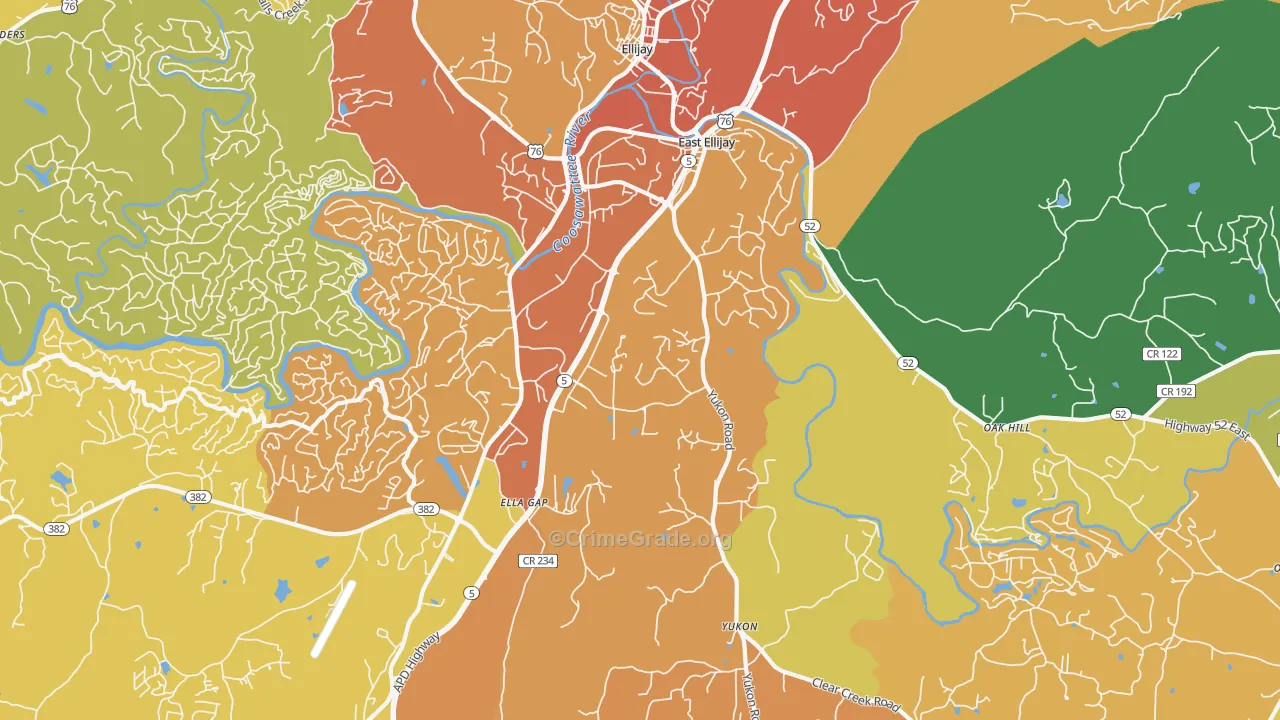 East Ellijay, GA Map of Burglary Rates