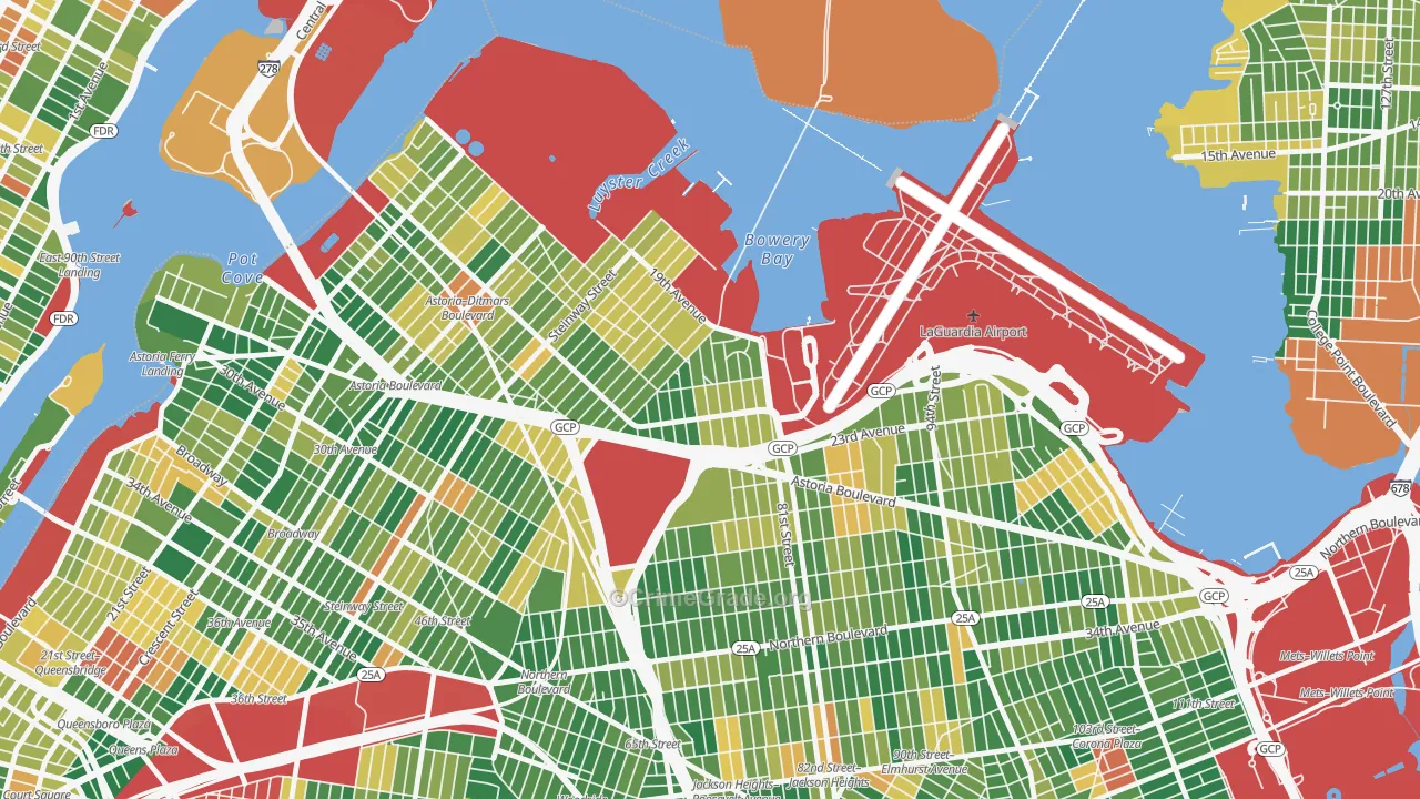 East Elmhurst, Queens, NY Map of Burglary Rates