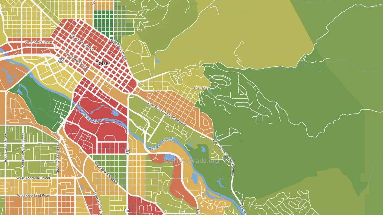 East End, Boise, ID Map of Burglary Rates