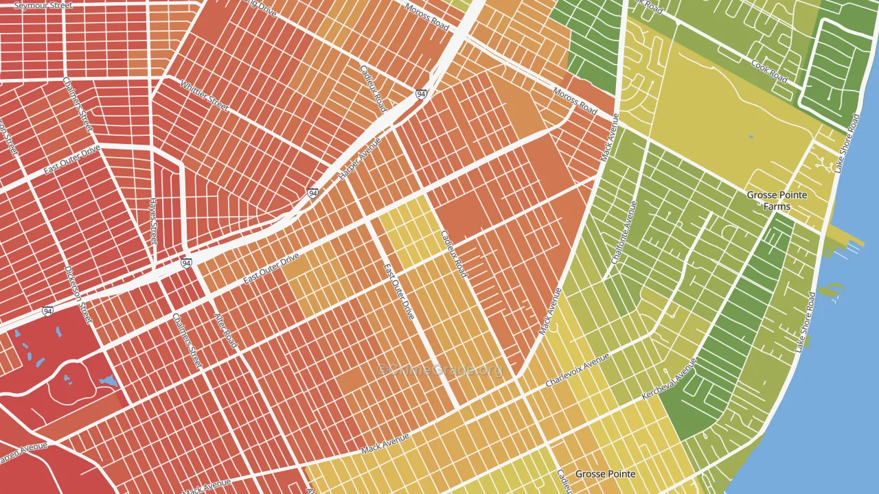 East English Village, Detroit, MI Map of Burglary Rates