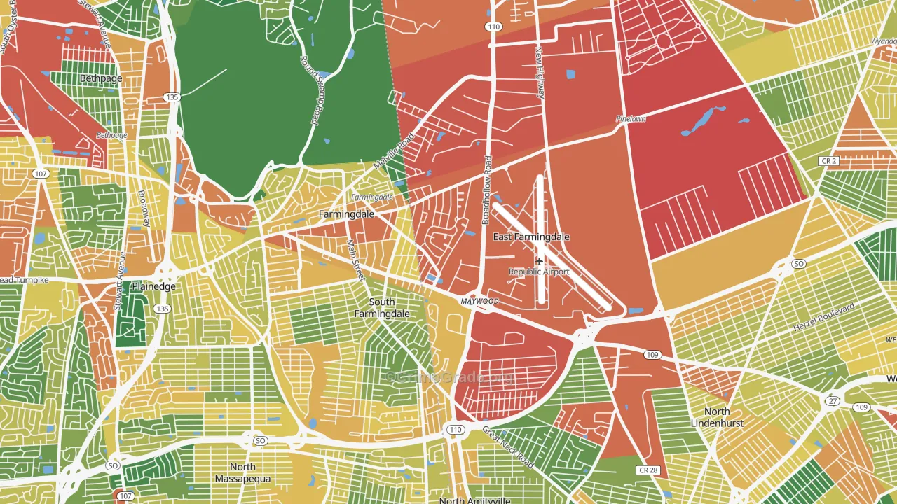 East Farmingdale, NY Map of Burglary Rates