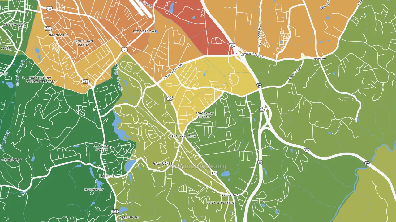East Flat Rock, NC Map of Burglary Rates
