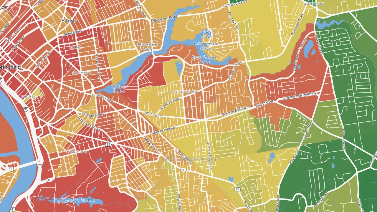 East Forest Park, Springfield, MA Map of Burglary Rates