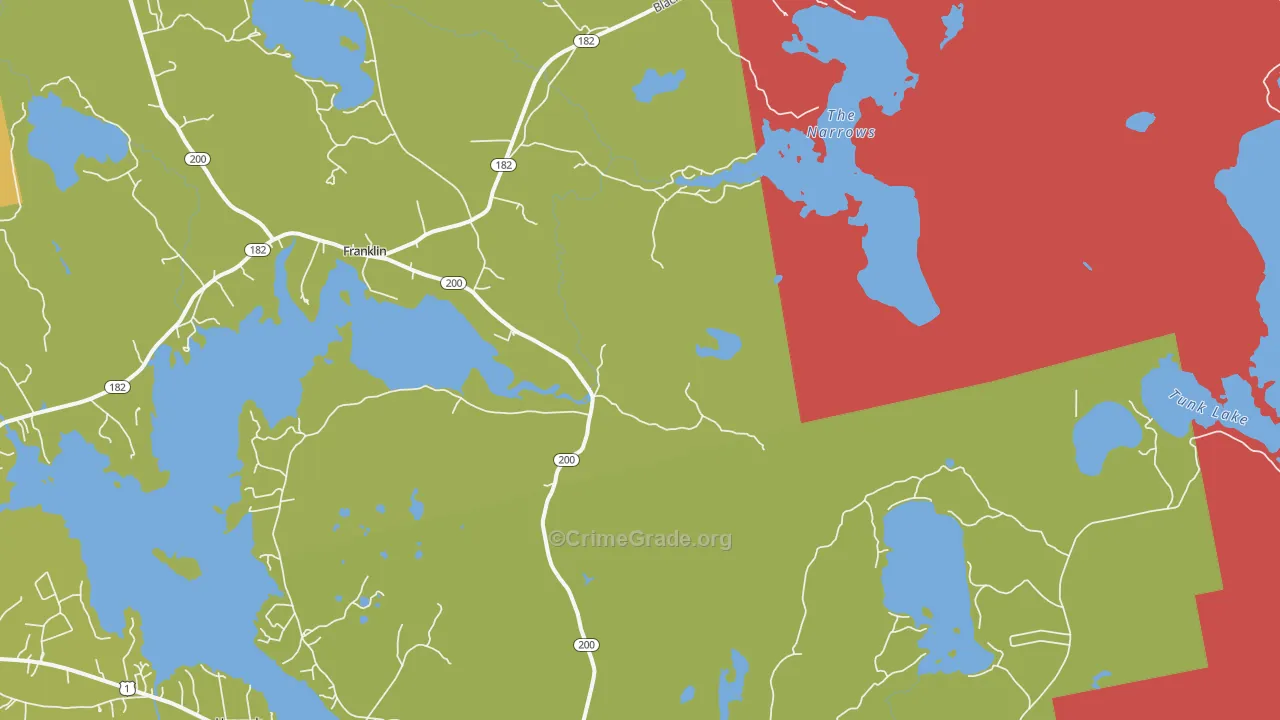 East Franklin, ME Map of Burglary Rates