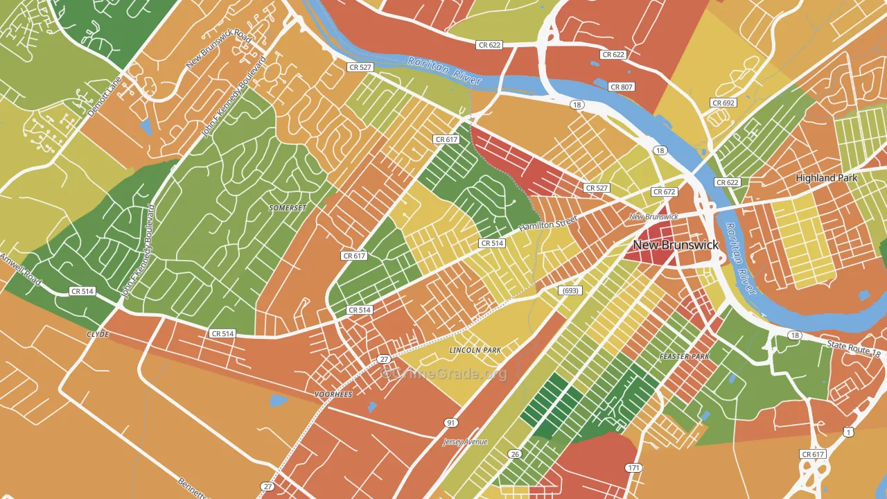 East Franklin, NJ Map of Burglary Rates