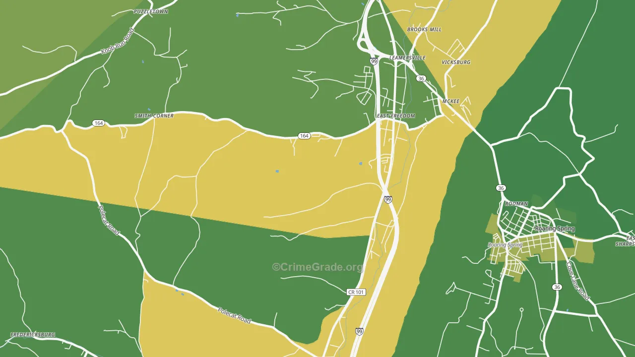 East Freedom, PA Map of Burglary Rates