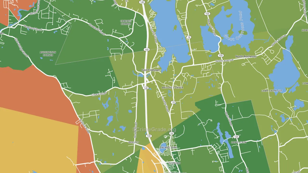 East Freetown, MA Map of Burglary Rates