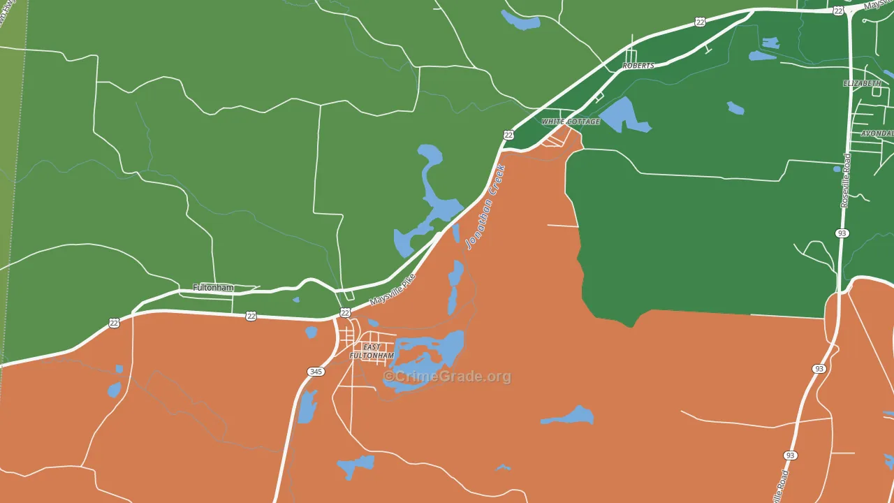 East Fultonham, OH Map of Burglary Rates