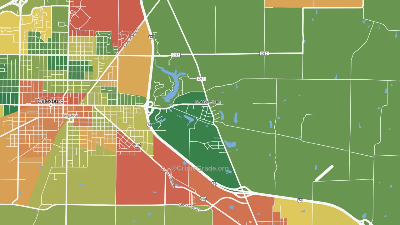 East Galesburg, IL Map of Burglary Rates