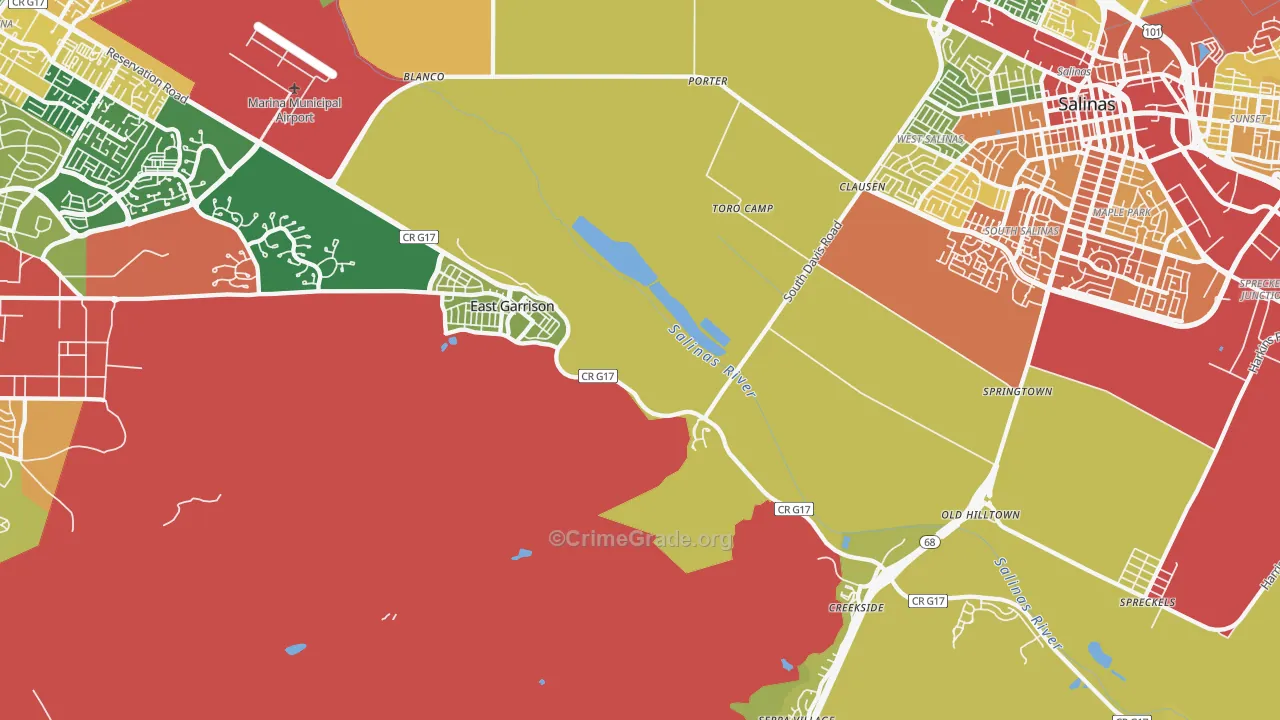 East Garrison, CA Map of Burglary Rates