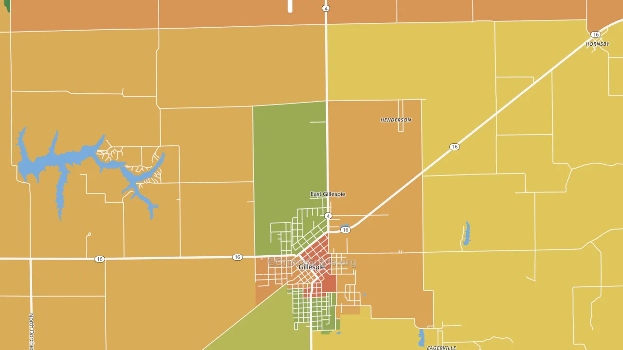 East Gillespie, IL Map of Burglary Rates