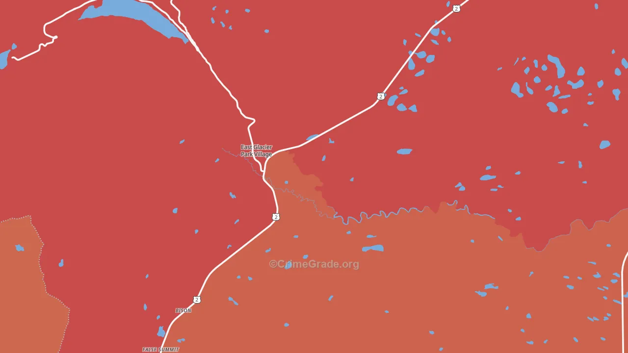 East Glacier Park, MT Map of Burglary Rates