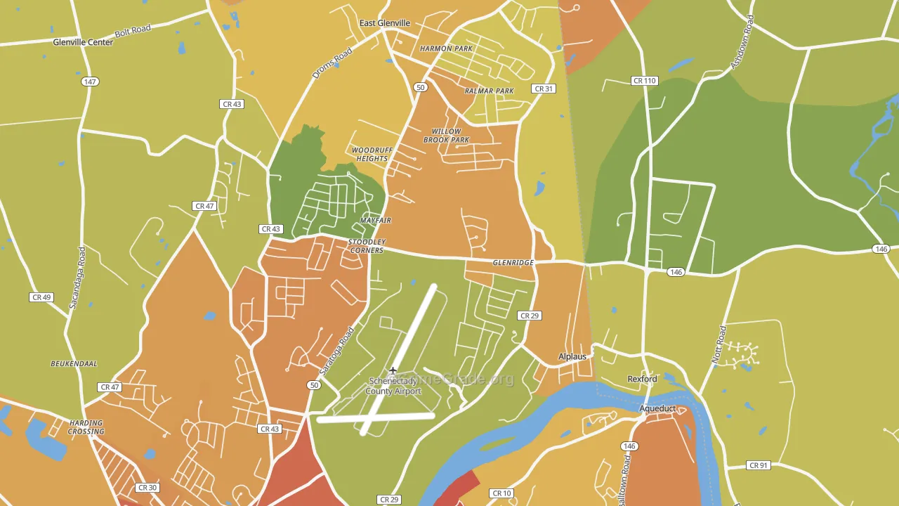 East Glenville, NY Map of Burglary Rates