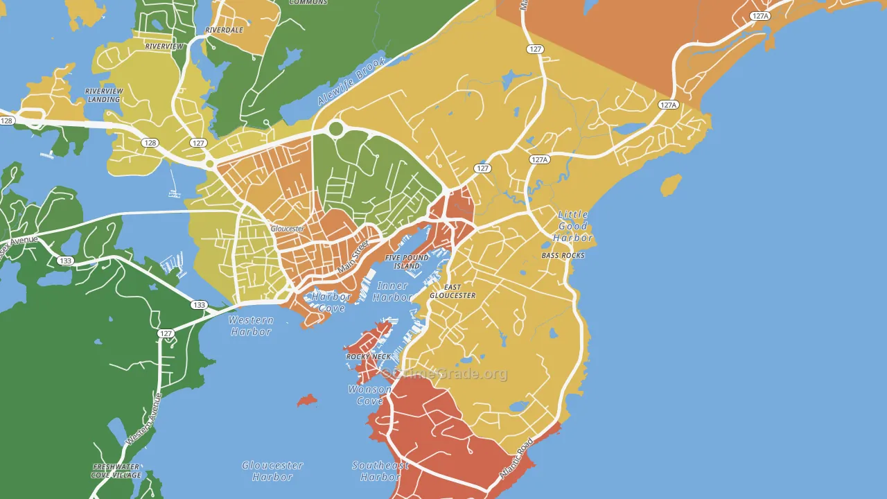 East Gloucester, Gloucester, MA Map of Burglary Rates