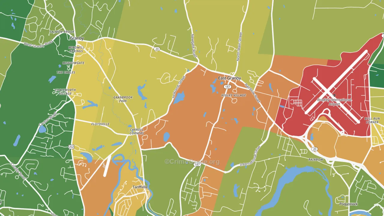 East Granby, CT Map of Burglary Rates