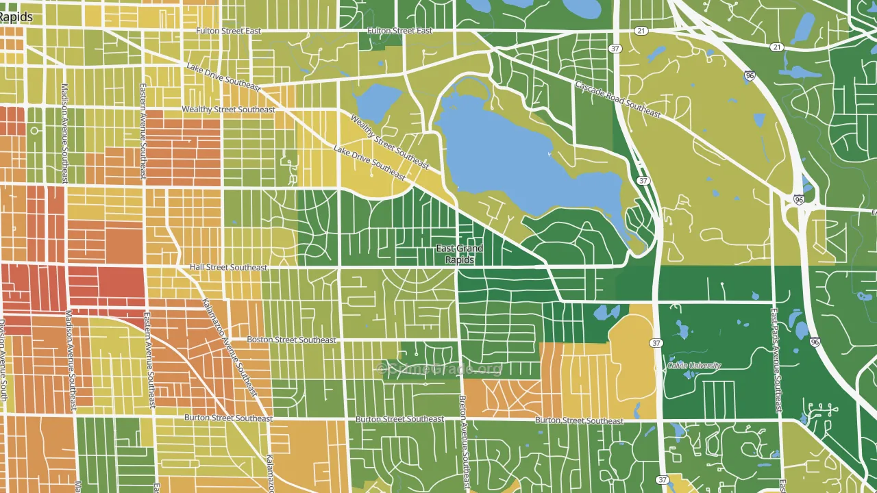 East Grand Rapids, MI Map of Burglary Rates