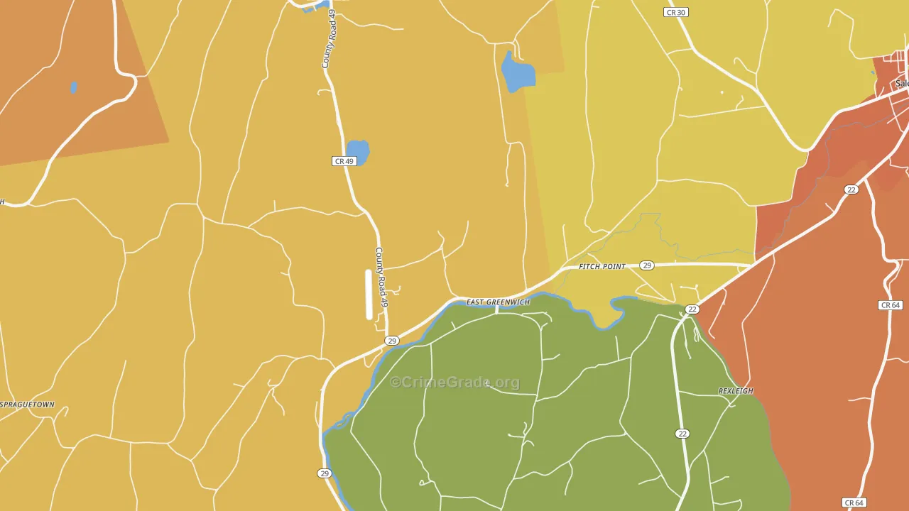 East Greenwich, NY Map of Burglary Rates