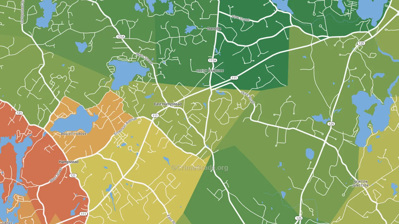 East Hampstead, NH Map of Burglary Rates