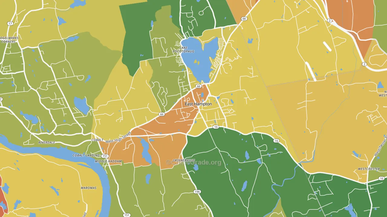 East Hampton, CT Map of Burglary Rates