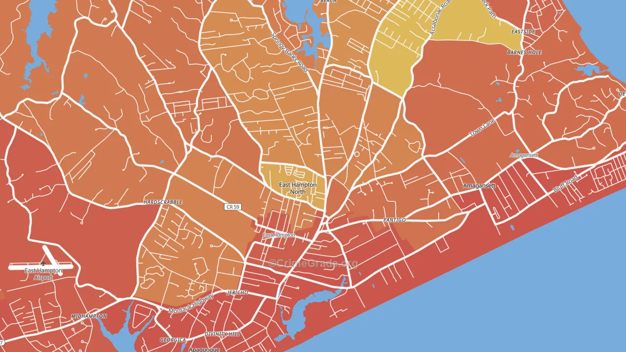 East Hampton North, NY Map of Burglary Rates