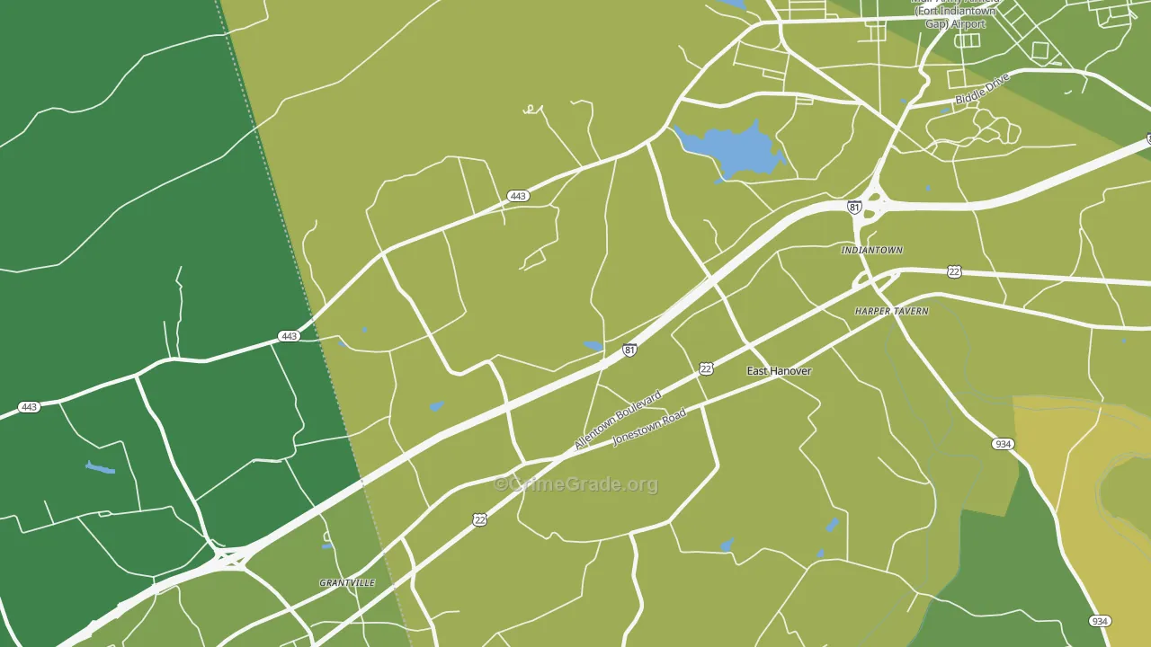 East Hanover, PA Map of Burglary Rates