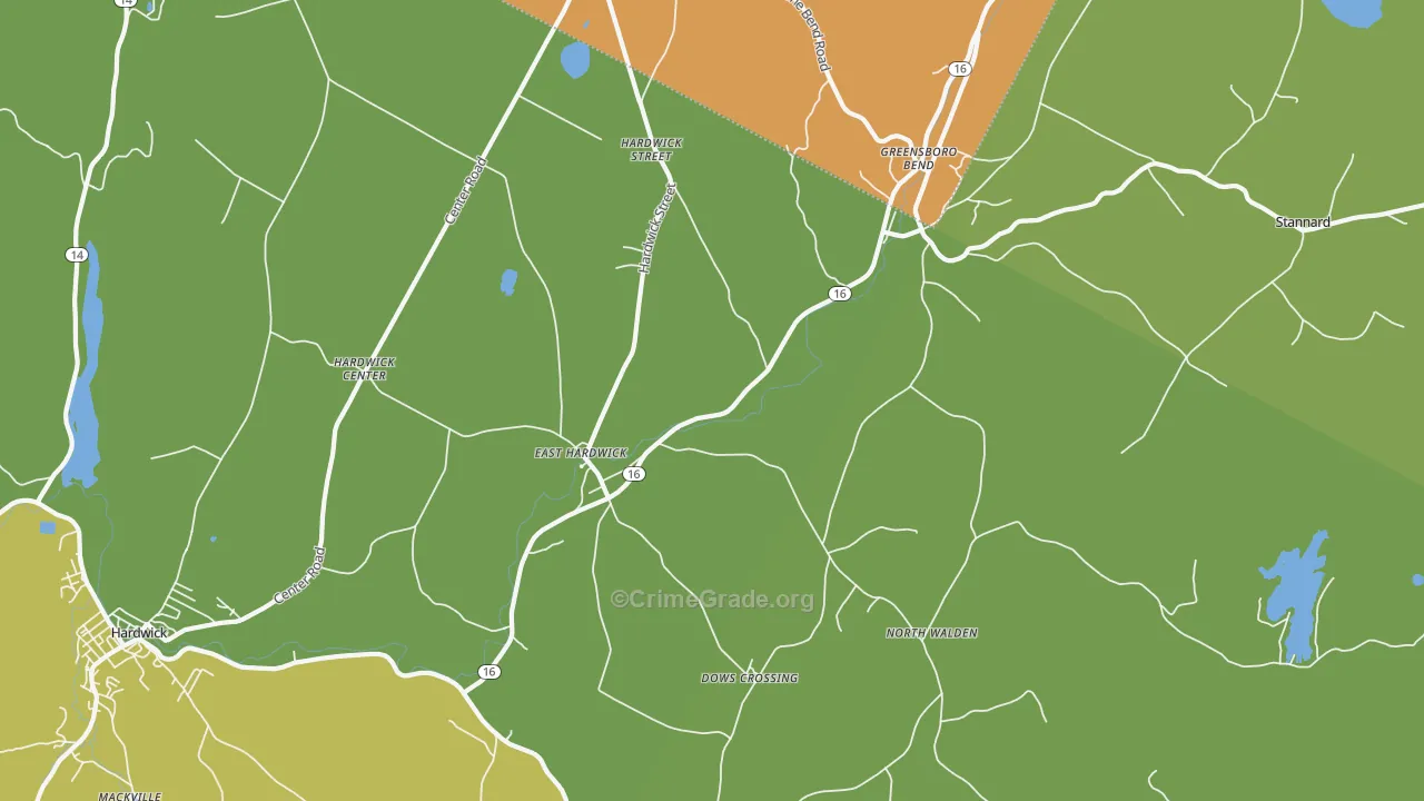 East Hardwick, VT Map of Burglary Rates