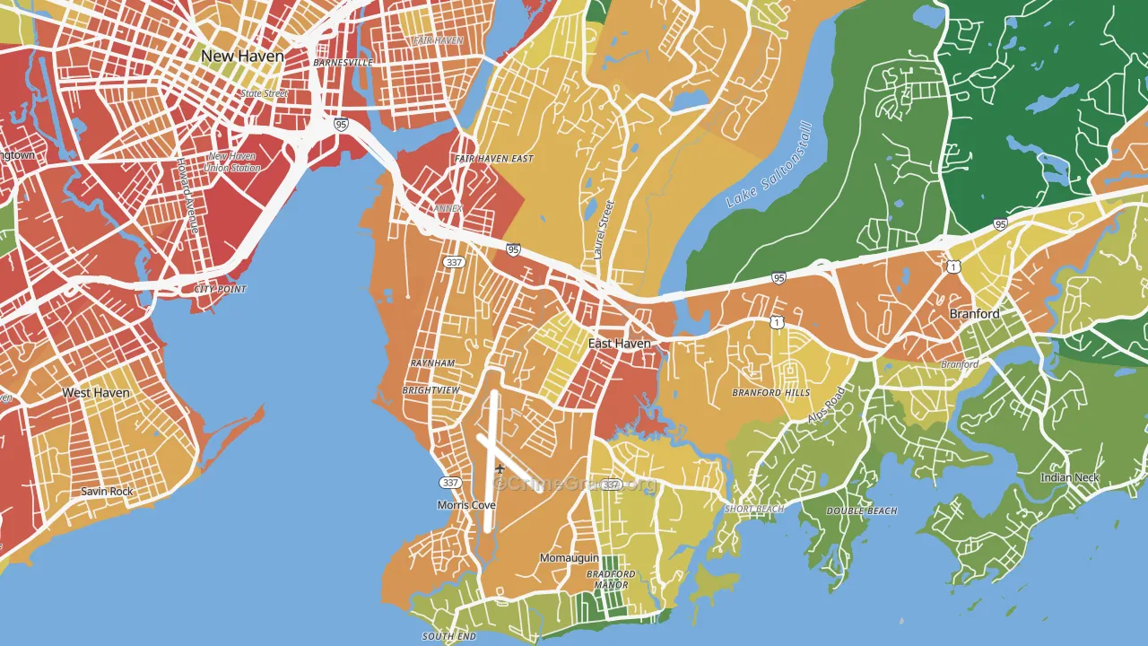 East Haven, CT Map of Burglary Rates