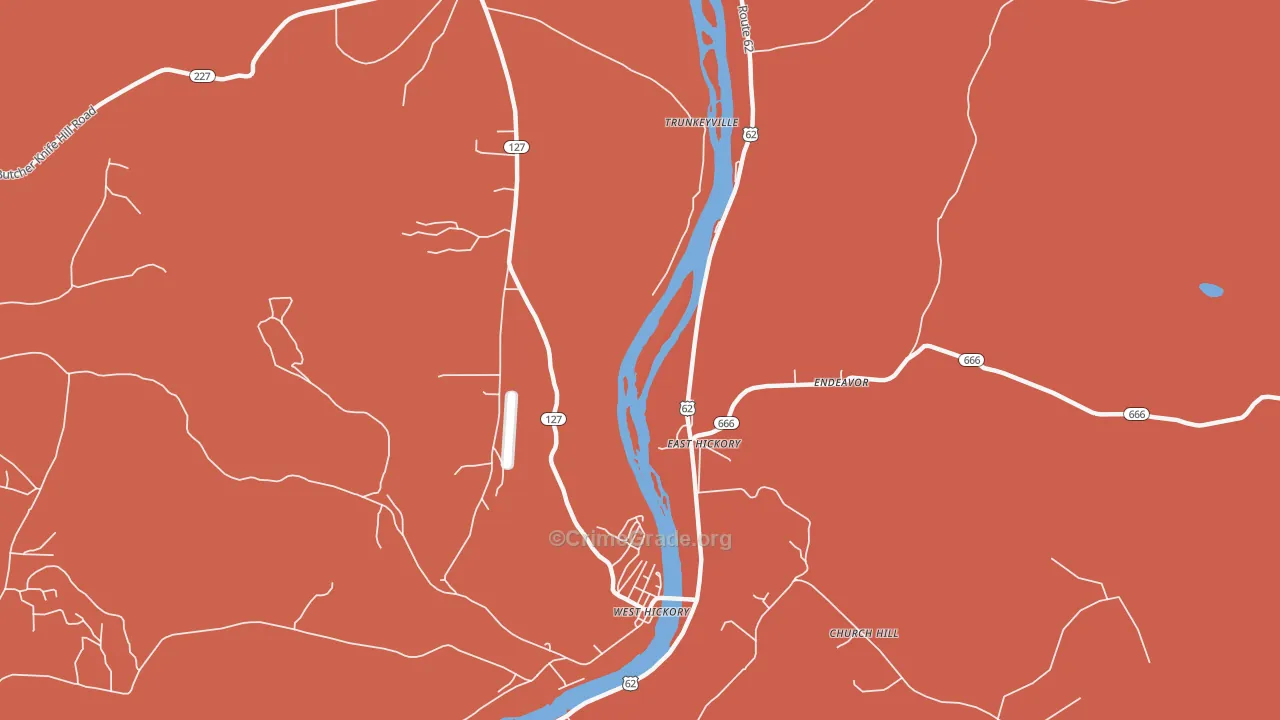 East Hickory, PA Map of Burglary Rates