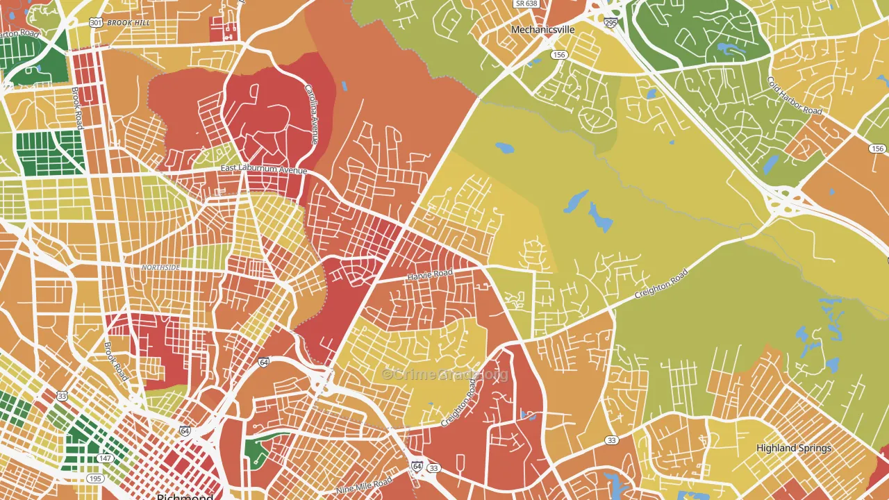 East Highland Park, VA Map of Burglary Rates