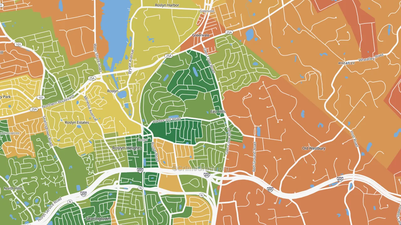 East Hills, NY Map of Burglary Rates