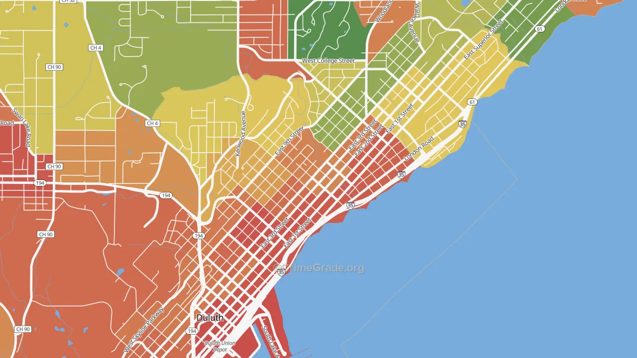 East Hillside, Duluth, MN Map of Burglary Rates
