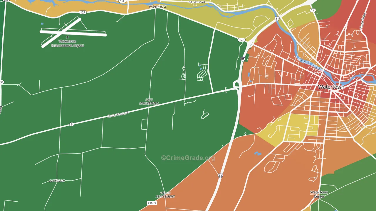 East Hounsfield, NY Map of Burglary Rates