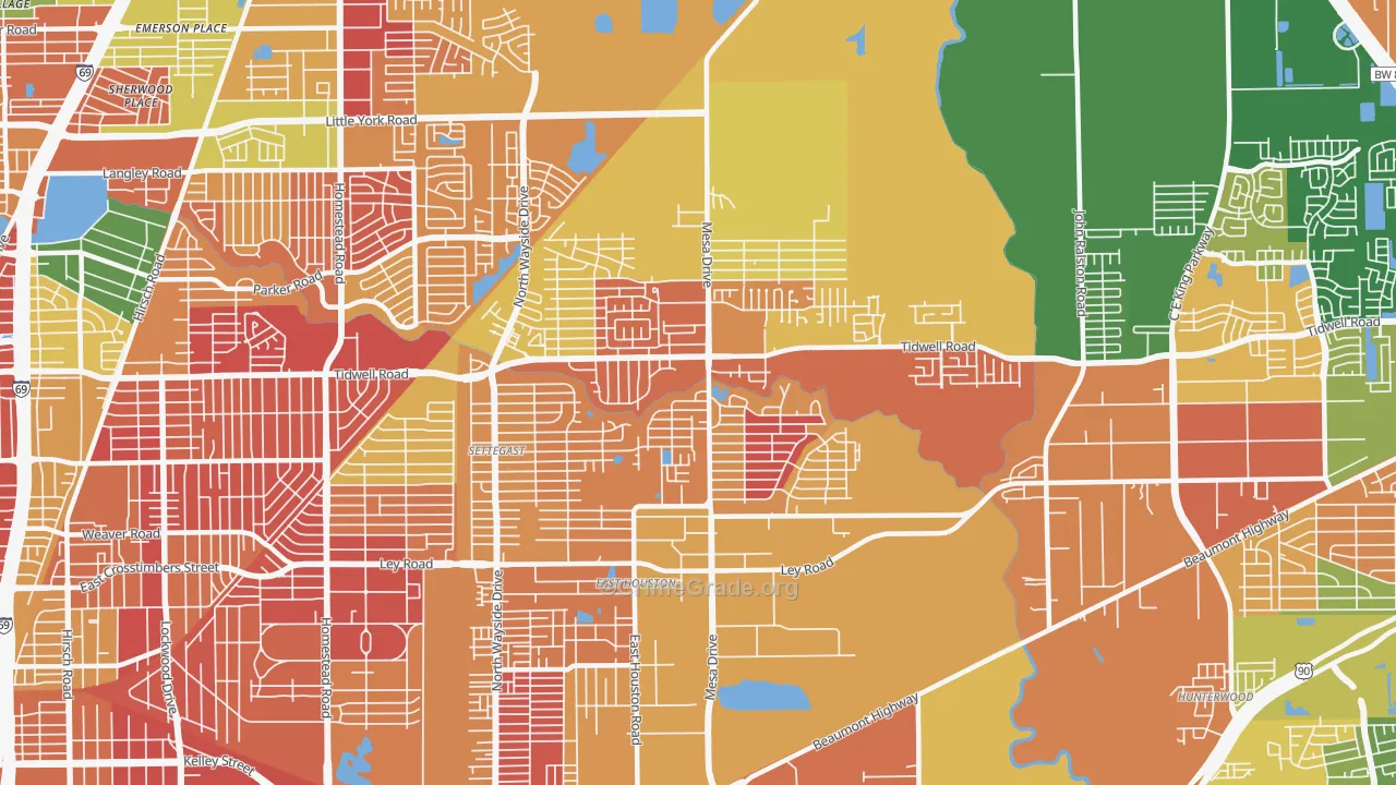 East Houston, Houston, TX Map of Burglary Rates