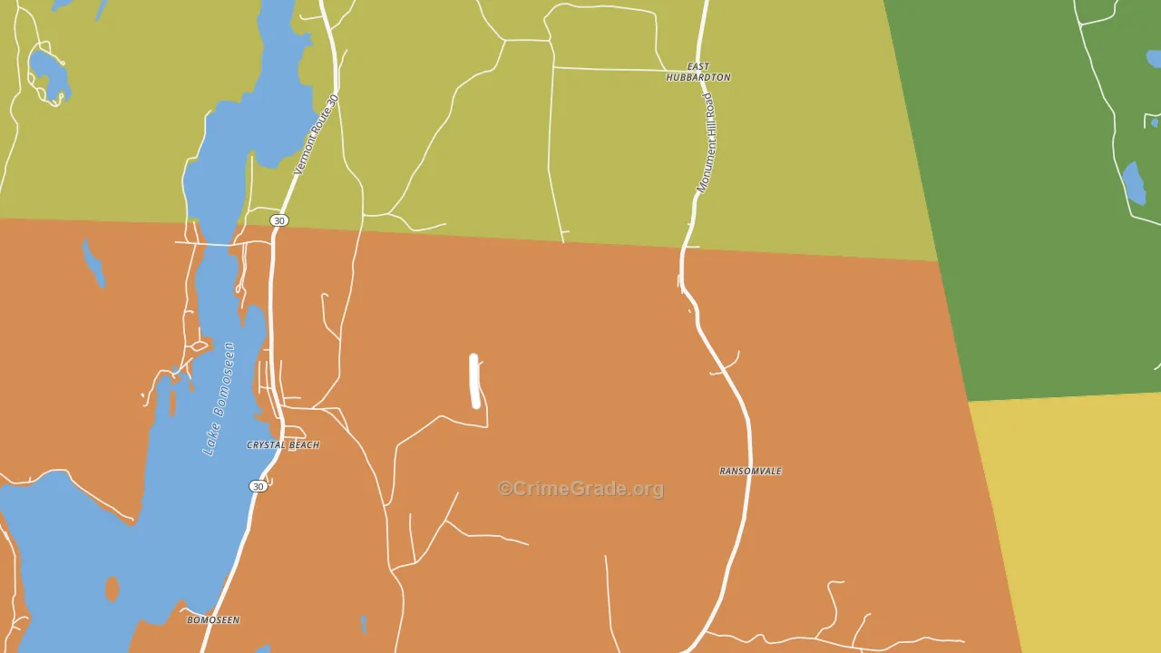 East Hubbardton, VT Map of Burglary Rates