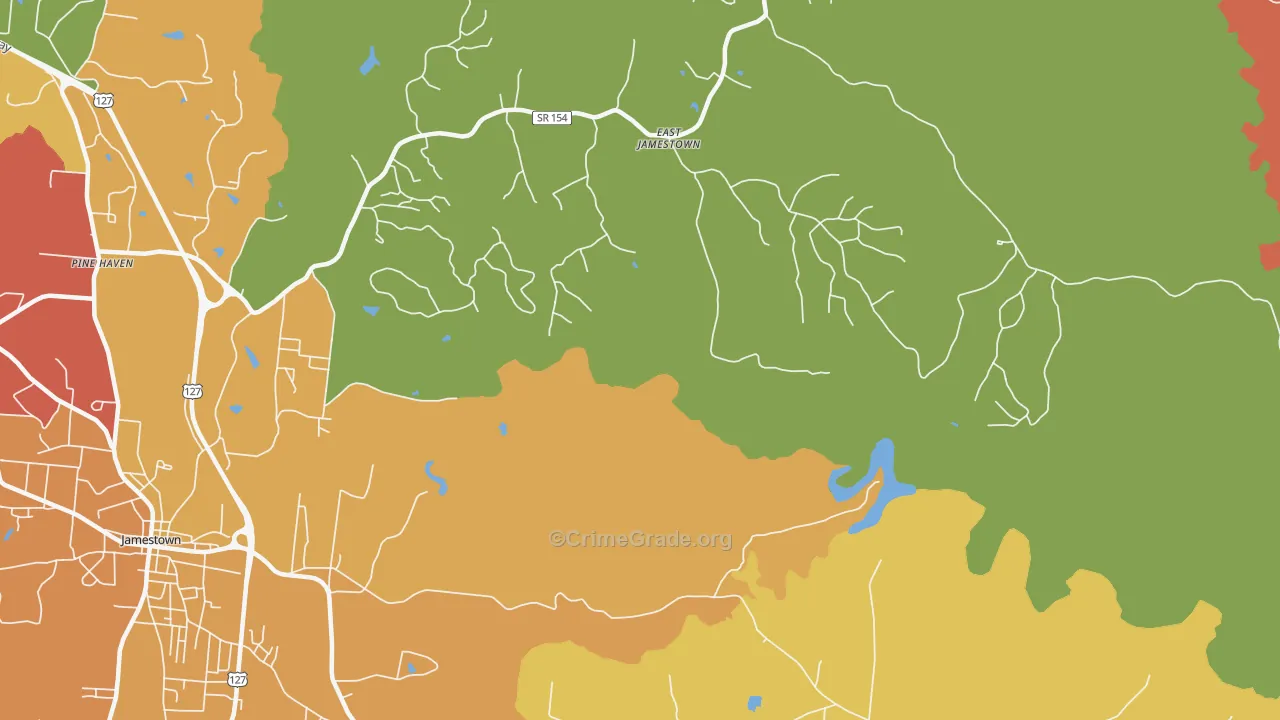 East Jamestown, TN Map of Burglary Rates