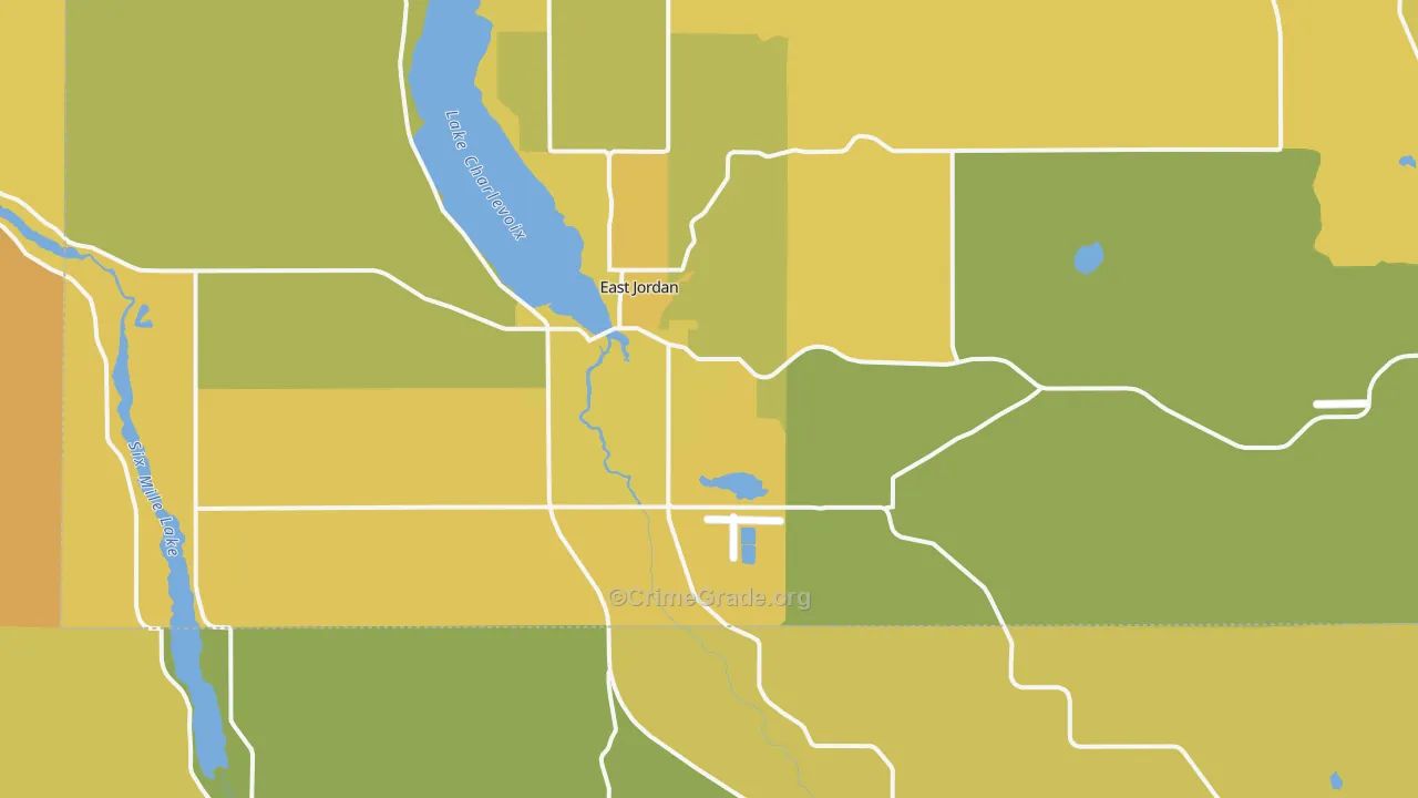 East Jordan, MI Map of Burglary Rates