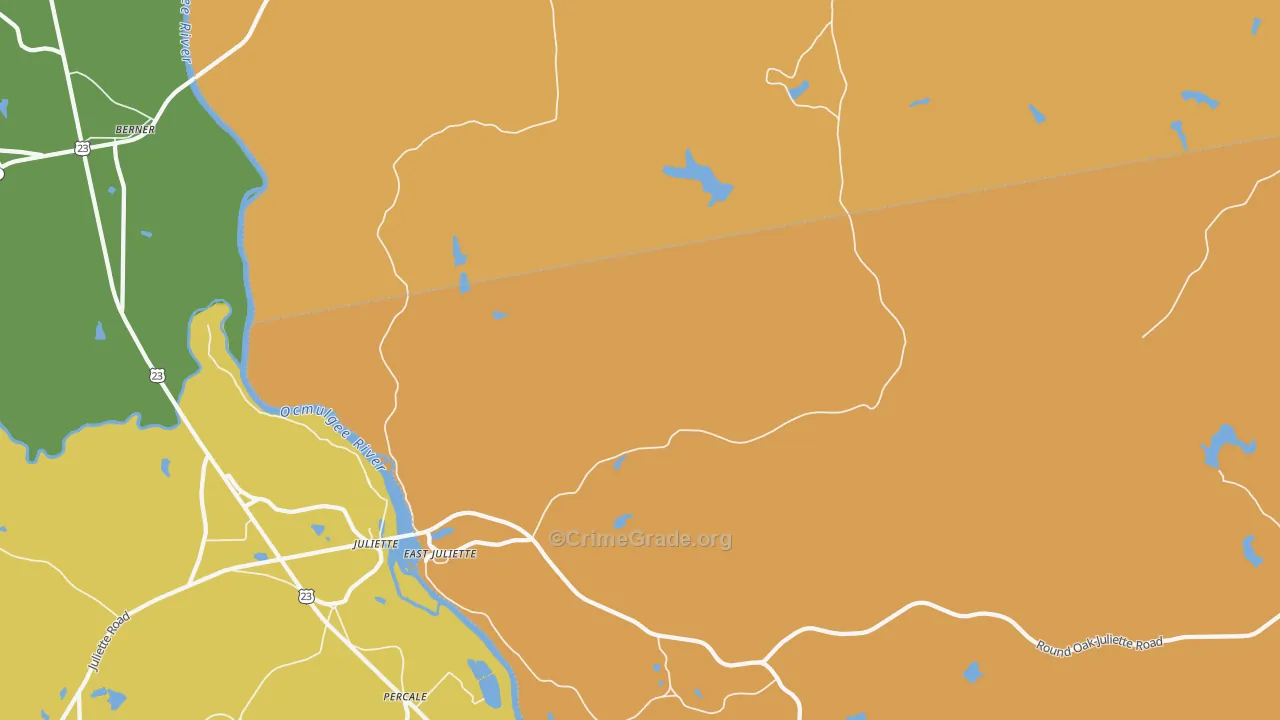 East Juliette, GA Map of Burglary Rates